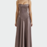 Vestido Maxi de Satén con Tirantes Finos