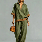 Conjunto Vintage Femenino con Apariencia de Tela