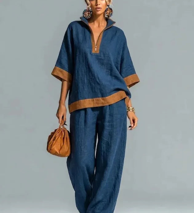 Conjunto Vintage Femenino con Apariencia de Tela