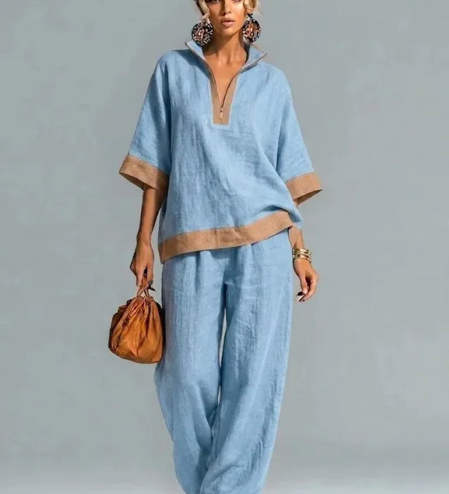 Conjunto Vintage Femenino con Apariencia de Tela