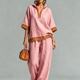 Conjunto Vintage Femenino con Apariencia de Tela