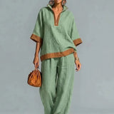 Conjunto Vintage Femenino con Apariencia de Tela