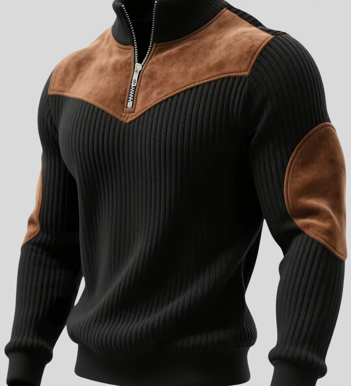 Kortez – Suéter de Tricot Casual con Media Cremallera