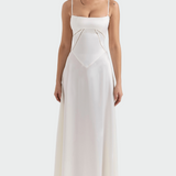 Vestido Maxi de Satén con Tirantes Finos