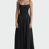 Vestido Maxi de Satén con Tirantes Finos