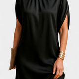 Vestido Midi Ena Atemporal con Escote Redondo