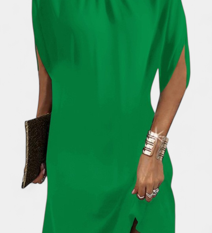 Vestido Midi Ena Atemporal con Escote Redondo