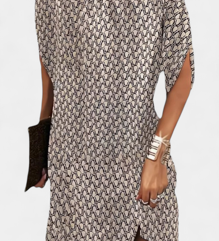 Vestido Midi Ena Atemporal con Escote Redondo