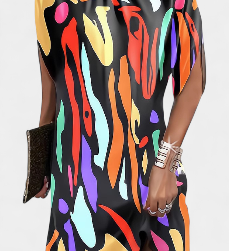 Vestido Midi Ena Atemporal con Escote Redondo