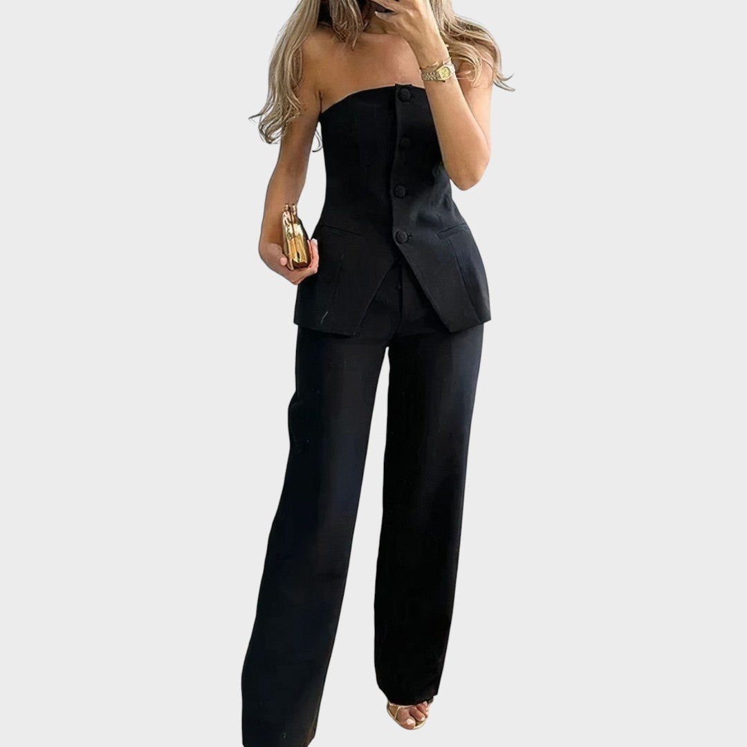 Milica - Conjunto de top y pantalones de mujer
